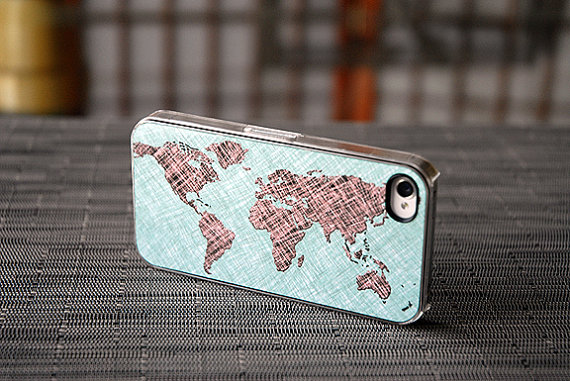 World Map Colored Sketch Custom Iphone Case